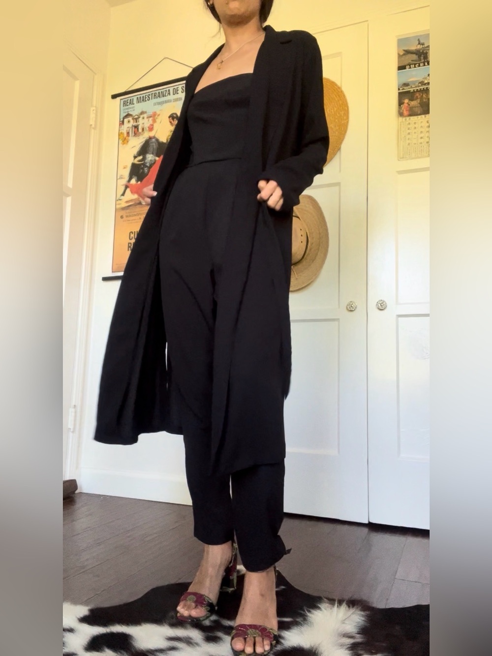 Women's Black Long Duster coat